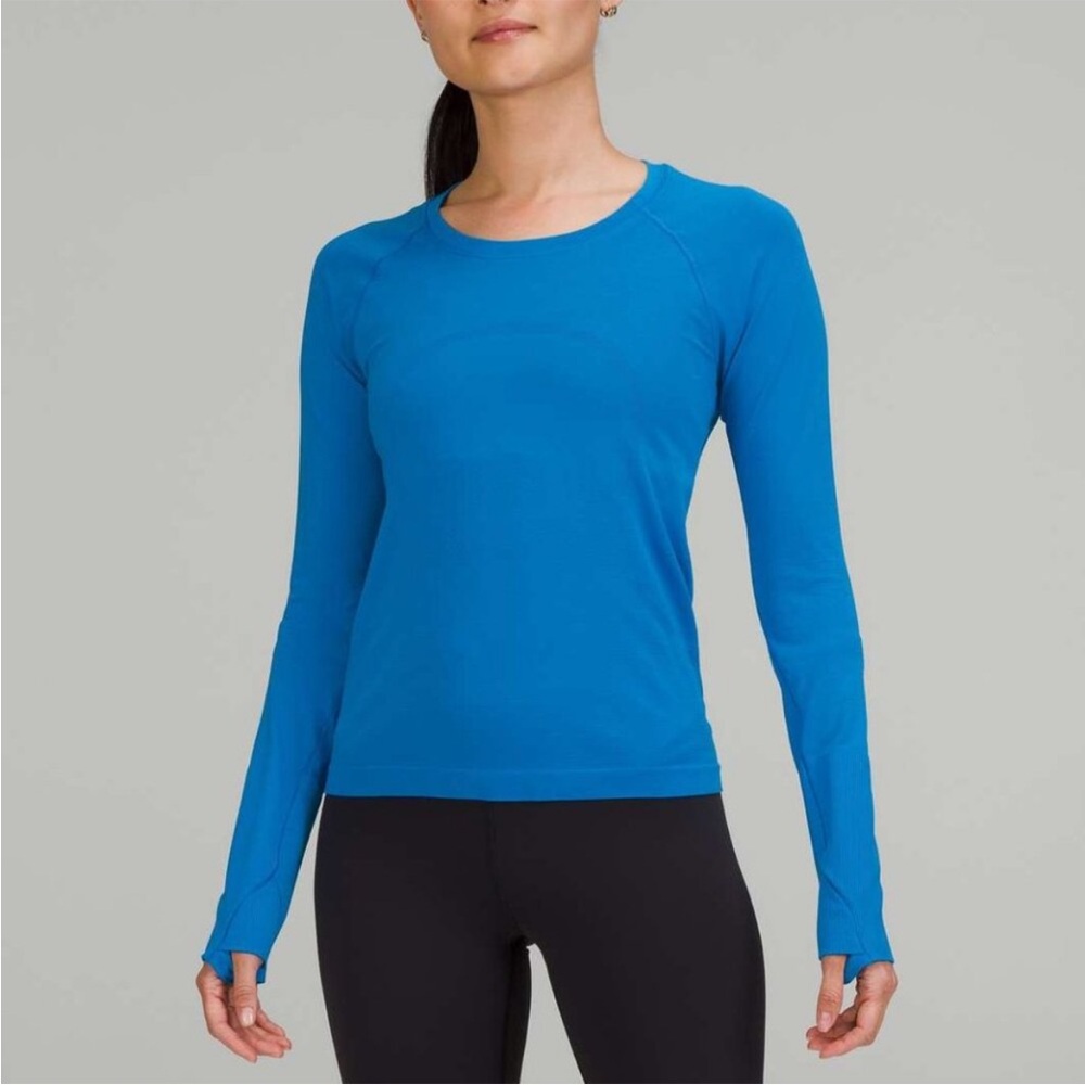 lululemon Swiftly Tech Long Sleeve‎ 2.0 Race Length Poolside Blue Sz 12